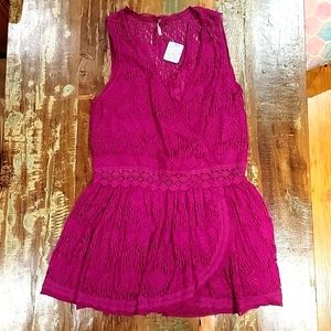 Free People Women's Lace Top - Pink XS